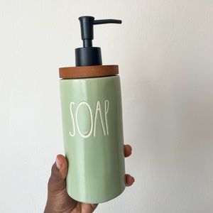 Rae Dunn soap dispenser in green